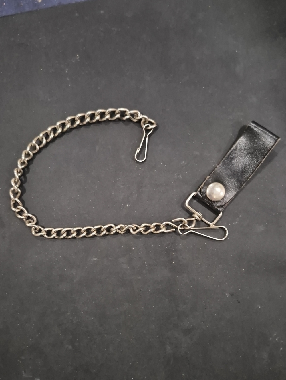 Harley-Davidson Black Leather Wallet Chain with Silver Hardware